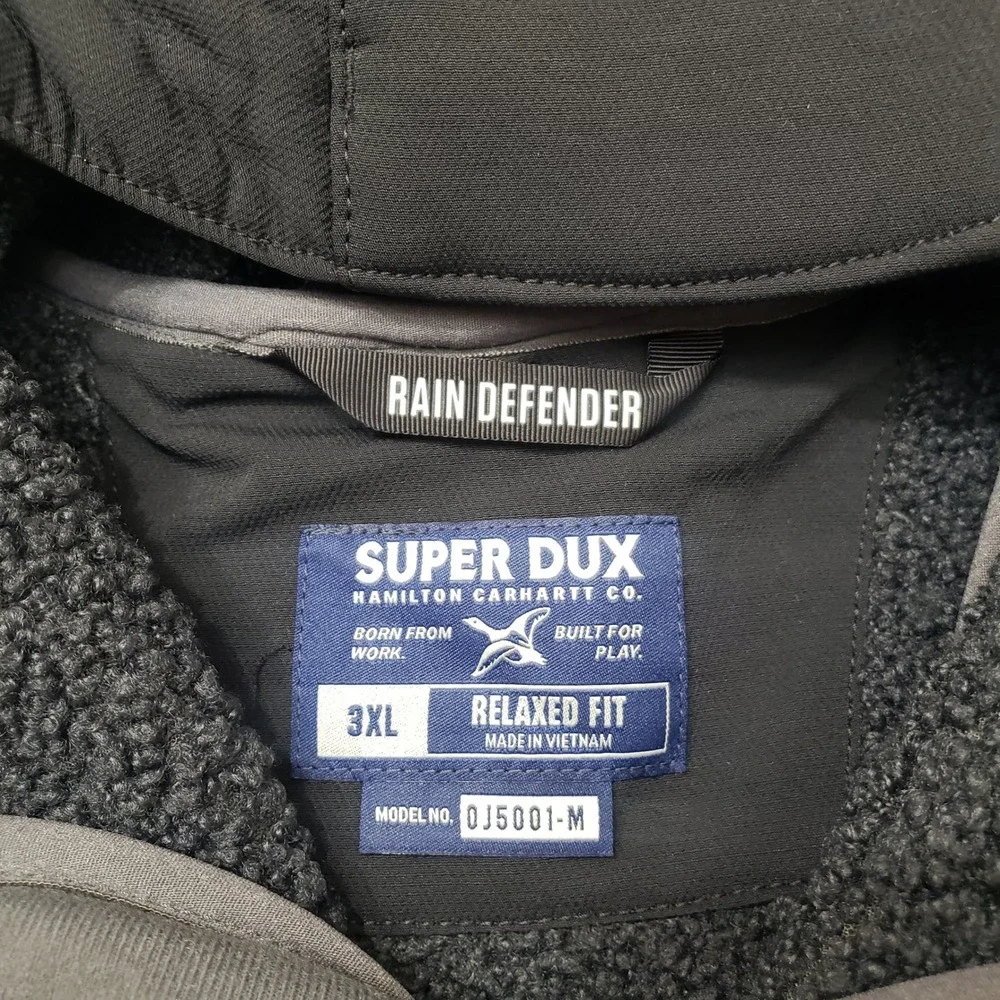 Carhartt Super Dux Jacket Men 3XL Black Relaxed Fit Zip Rain Defender Hooded